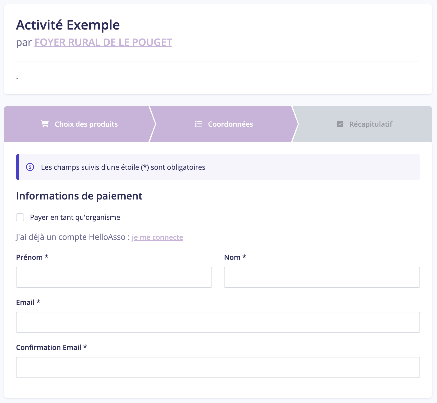 Formulaire coordonnées HelloAsso