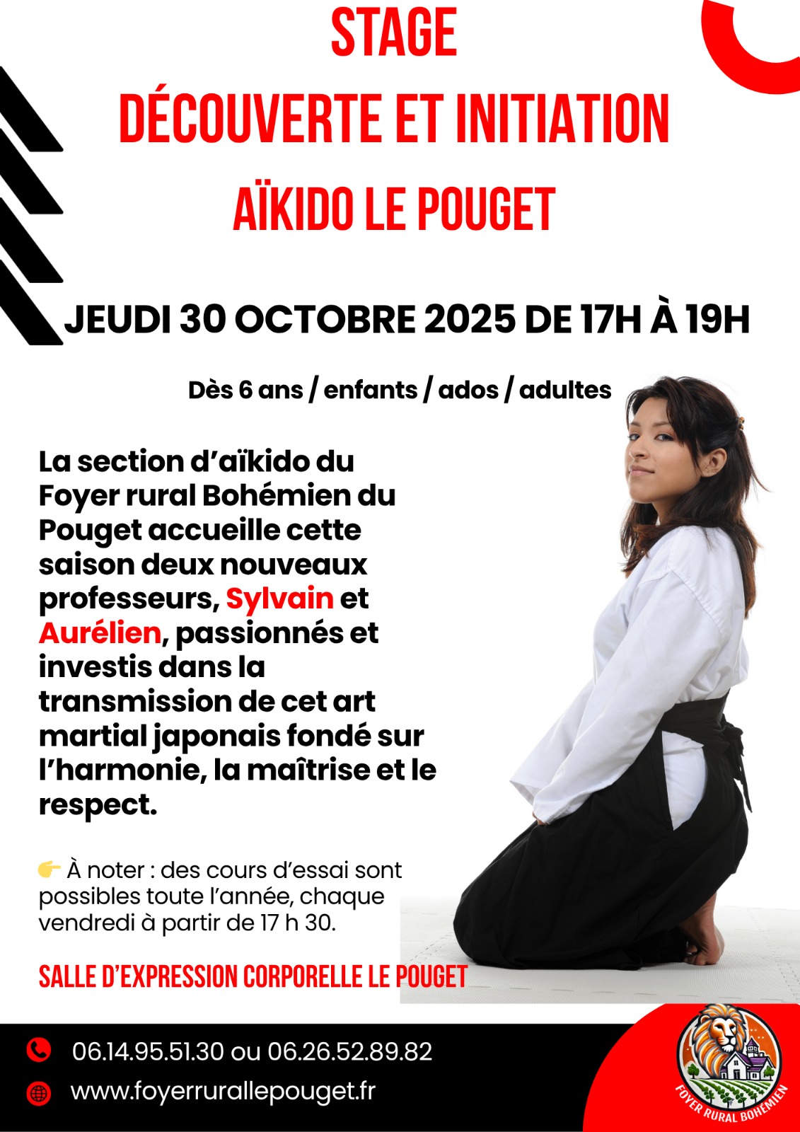Aïkido : Stage découverte le 30 octobre 17h – 19h